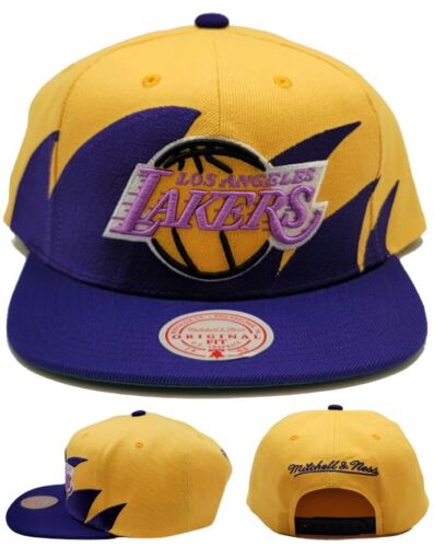 Los Angeles Lakers New Mitchell & Ness Haifischzahn gold lila Ära Druckknopflasche Mütze