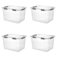 Sterilite 80 Quart HingeLID Storage Box, Clea...