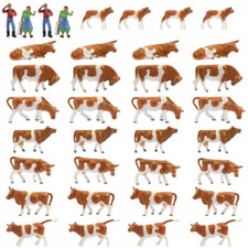36PCS HO Scale 1:87 Well Painted Farm Animals Brown Cows and Figures AN8705CN