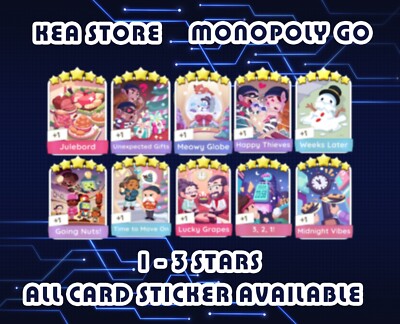-MONO_POLY_GO- 1/2/3 Stars All Card Stickers  FAST DELIVERY 
