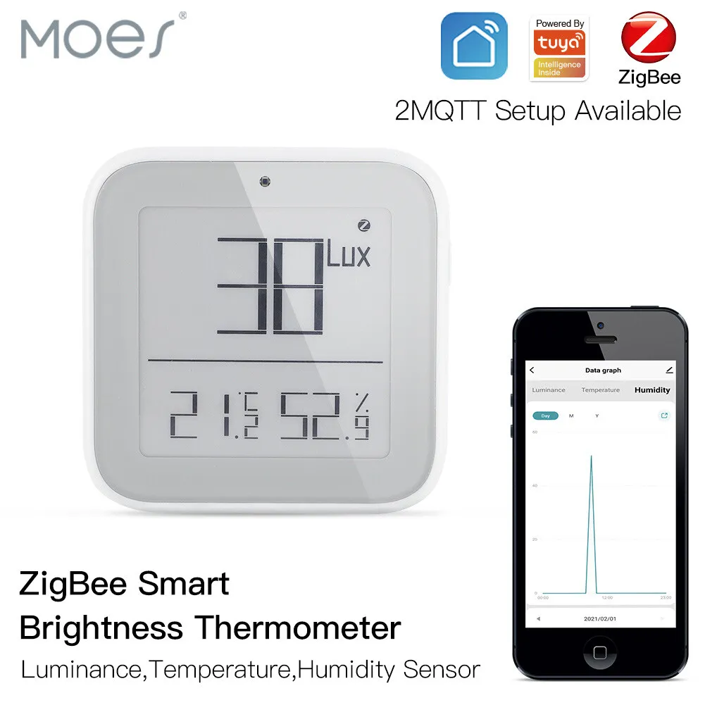 MOES ZigBee Smart Temperature Humidity Sensor Detector Brightness  Thermometer