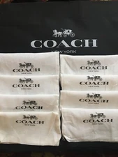 1 COACH White Cotton Dustbag For Small Wallet Wristlet Belt Size 8" x 8" APROX