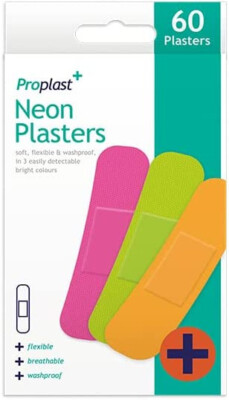 60 Neon verschiedene Pflaster Proplast Gastronomie Kinder Kids Spaß hell Erste Hilfe