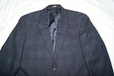 joseph a bank suit jacket men's 42R blue  black plaid 100 wool blazer coat