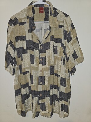 Juntion West Mens XXL Hawaiian Shirt 100% Rayon Tan
