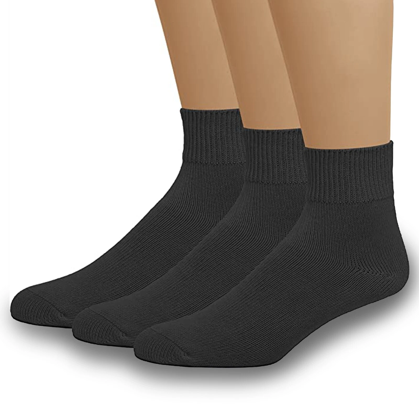 Lot de 3 chaussettes quart cheville coton mélangé haut confort sans attache pour femme diabétique