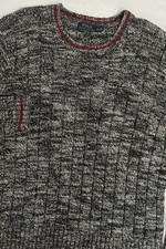 Polo Ralph Lauren Chunky Sweater Men's L Marled Gray Cotton Cable Knit Ribbed
