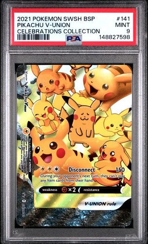 2021 POKEMON SWSH BLACK STAR PROMO CELEBRATIONS COLL #141 PIKACHU V-UNION PSA 9