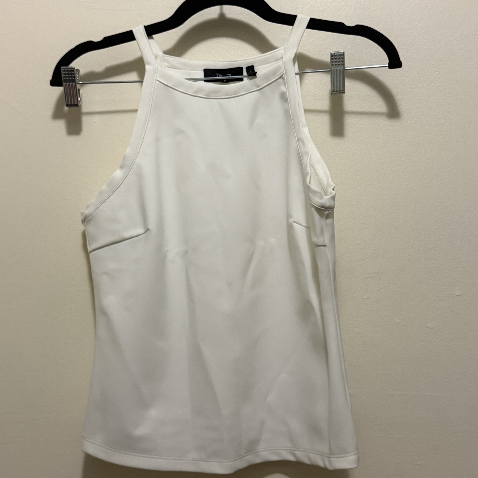 Theory Precision Point Square Neck Shell White St… - image 1