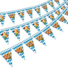 49Ft Oktoberfest Bavarian Blue White Pennant Banner Party Decor 3 Packs