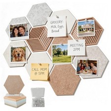 Hexagon Felt Cork Board Bulletin Office Home Decor Message Center Tiles