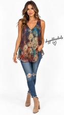 Lavender Brown Tank Top Womens Small Silk V-Neck Sleeveless Blouse Made in USA