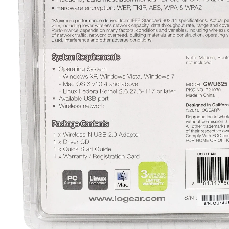 logear Compact Wireless-N USB Adapter NEW Dual Antenna High Speed GWU625 - Image 4 of 4