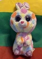 Ty Silk Beanie Boos Bloomy The Bunny Rabbit Big Pink Glitter Eyes