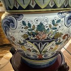 Deruta Planter Hand Painted Pottery Planter Made in Italy W Wood Stand — photo 6