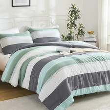 King Size Comforter Set Sage Green - 3 Pieces Lightweight Quilt Bedding Comforte
