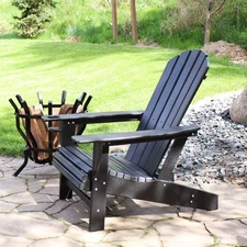 Lake Style Adirondack Chair with Cup Holder - Black by Sunnydaze