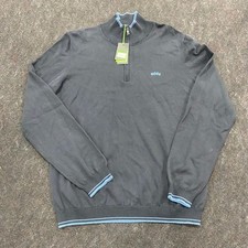 HUGO BOSS Organic Cotton Long Sleeve Zitom Sweater Men's Size L Navy