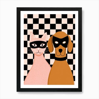 Katze und Katze 2 Kunstdruck gerahmt Wand gerahmt Wandbild Poster Leinwanddruck Bild