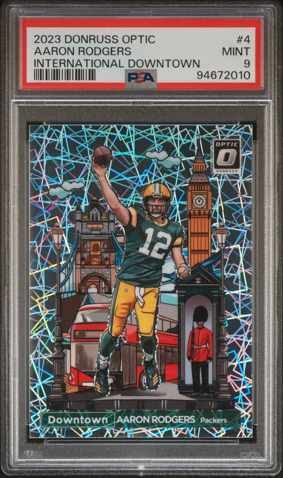 2023 Panini Donruss Optic International Downtown Aaron Rodgers #4 PSA 9