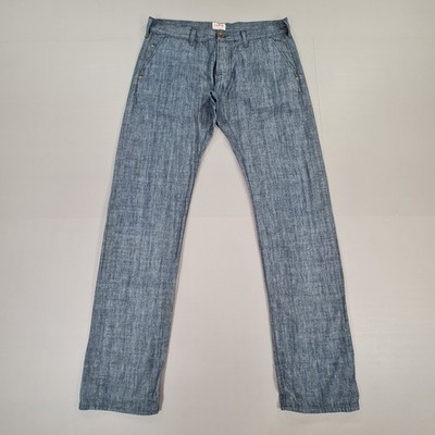 Edwin 55 Chino Hose Blau W34 L34 Selvedge Baumwollhose