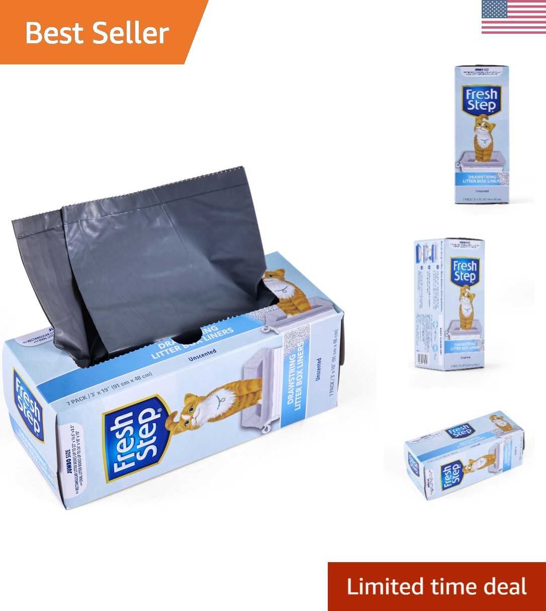Liners, Unscented - Kitty Litter Bags For Rectangle...