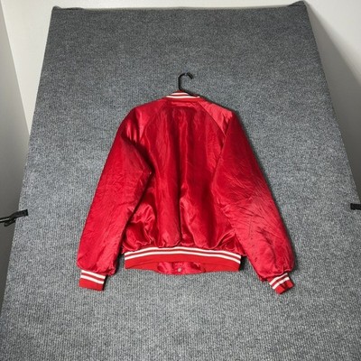 VTG Auburn Sportswear Bomber Jacket Mens L Red Varsity Satin