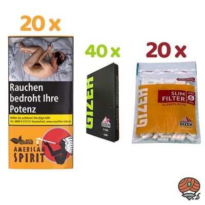 American Spirit Master Blend Drehtabak 20x 30g, Slim Filter, Fine Papers
