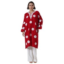 Kashmiri Aari Embroidered Pheran - Traditional Woolen Winter Kurta For Women