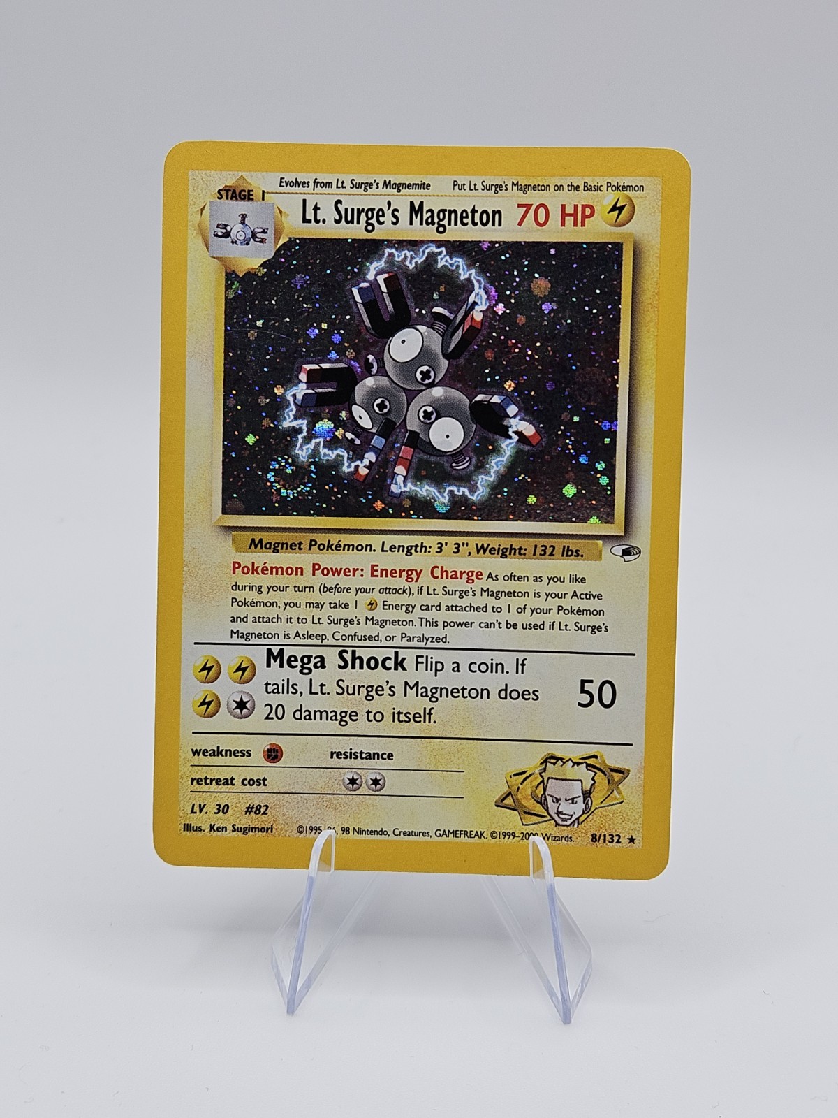 Pokémon TCG Lt. Surge's Magneton Gym Heroes 8/132 Holo Unlimited Rare LP 🌀SWIRL