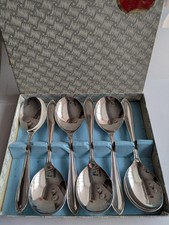 Vintage Box of 6 EPNS A1 Silver Plated Fruit Spoons SHEFFIELD 14.5cm