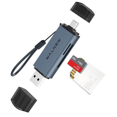 SD Card Reader, WALNEW USB 3.0 and USBC to SD/microSD Adapter for Midnight