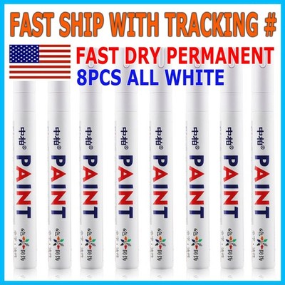 8X White Paint Pen Marker Waterproof Permanent Car Tire Lettering Rubber Letter