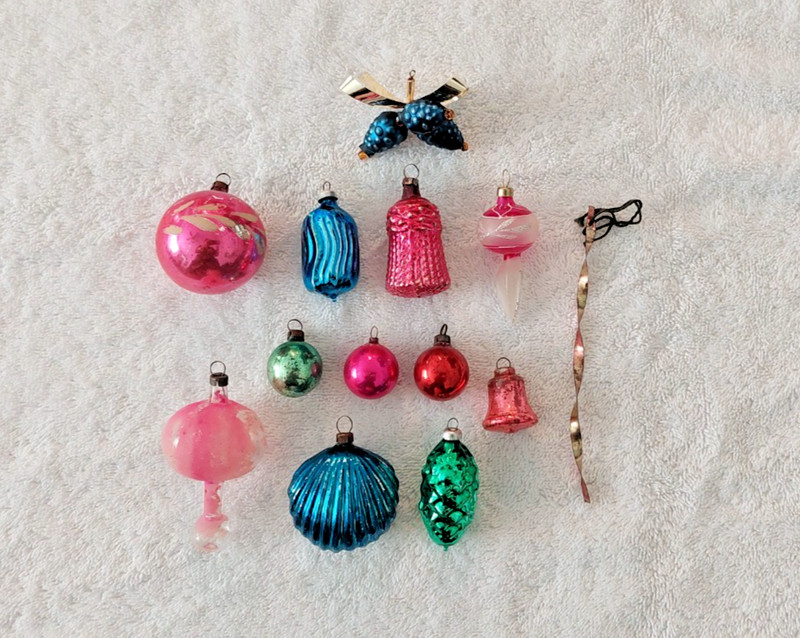 Vintage Glass Christmas Ornaments Lot of 12