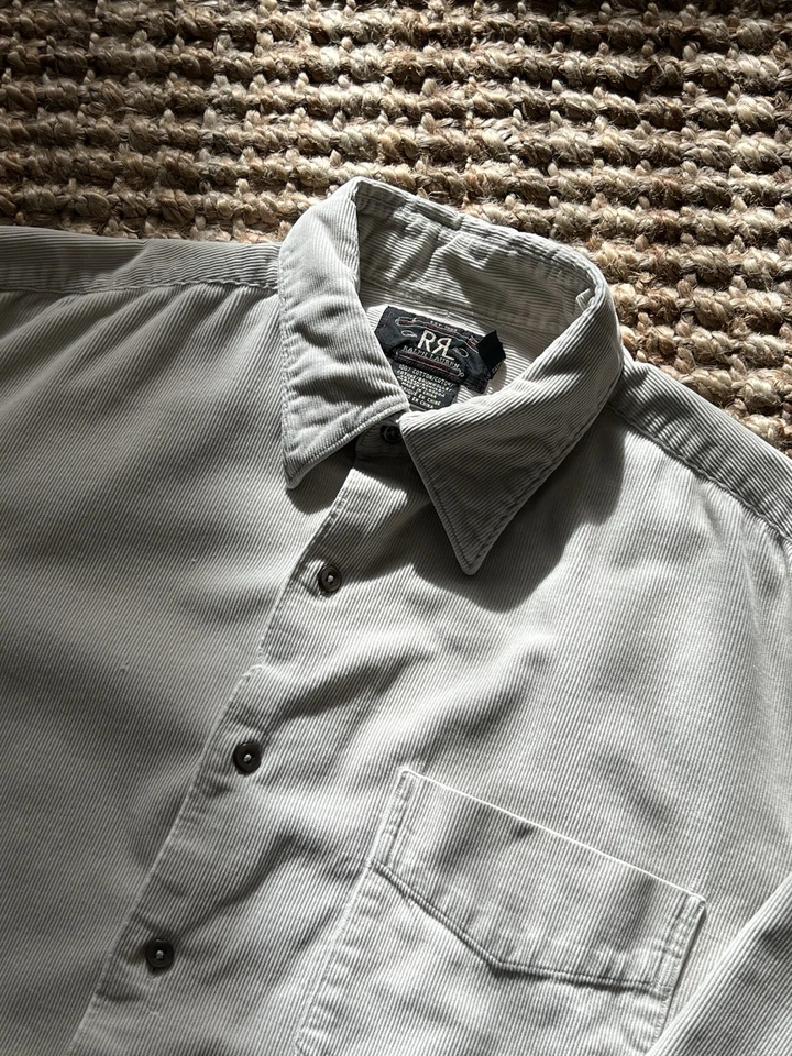 RRL Ralph Lauren Double RL Ivory Cream Snap Front Corduroy Western Shirt Medium - Image 3 of 4