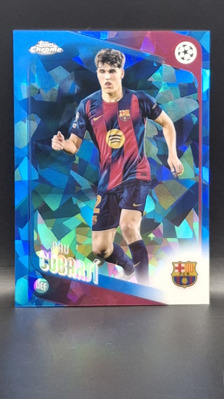 2025-26 Topps Chrome Sapphire UEFA CC Pau Cubarsí FC Barcelona #183 view 3