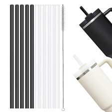 Dakoufish Black White Replacement Straws For 12 Inch Pack of 10Pcs , 40oz