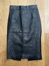 EMU Merino Wool Genuine Sheepskin Leather Pencil Skirt Black Sz S