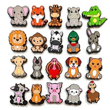 CARTOON ANIMAL SHOE CHARMS Pack of 20 Fun Kid/Teen Gift Set Lot - Fits Crocs