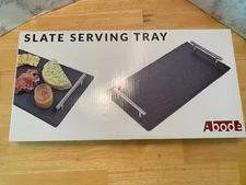 ABODE 16×8" RUSTIC ELEGANT SLATE SERVING TRAY  FOR CHEESE CHARCUTERIE APPETIZERS