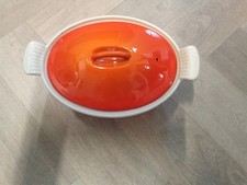 Vintage Cousances Le Creuset Volcanic Cast Iron Oval Casserole Size 22