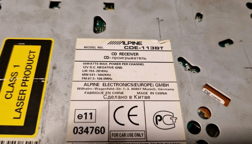 ALPINE CDE-113BT 1-din autoradio CD Player AUX USB BLUETOOH CALL EINWANDFREI - Bild 4 von 4