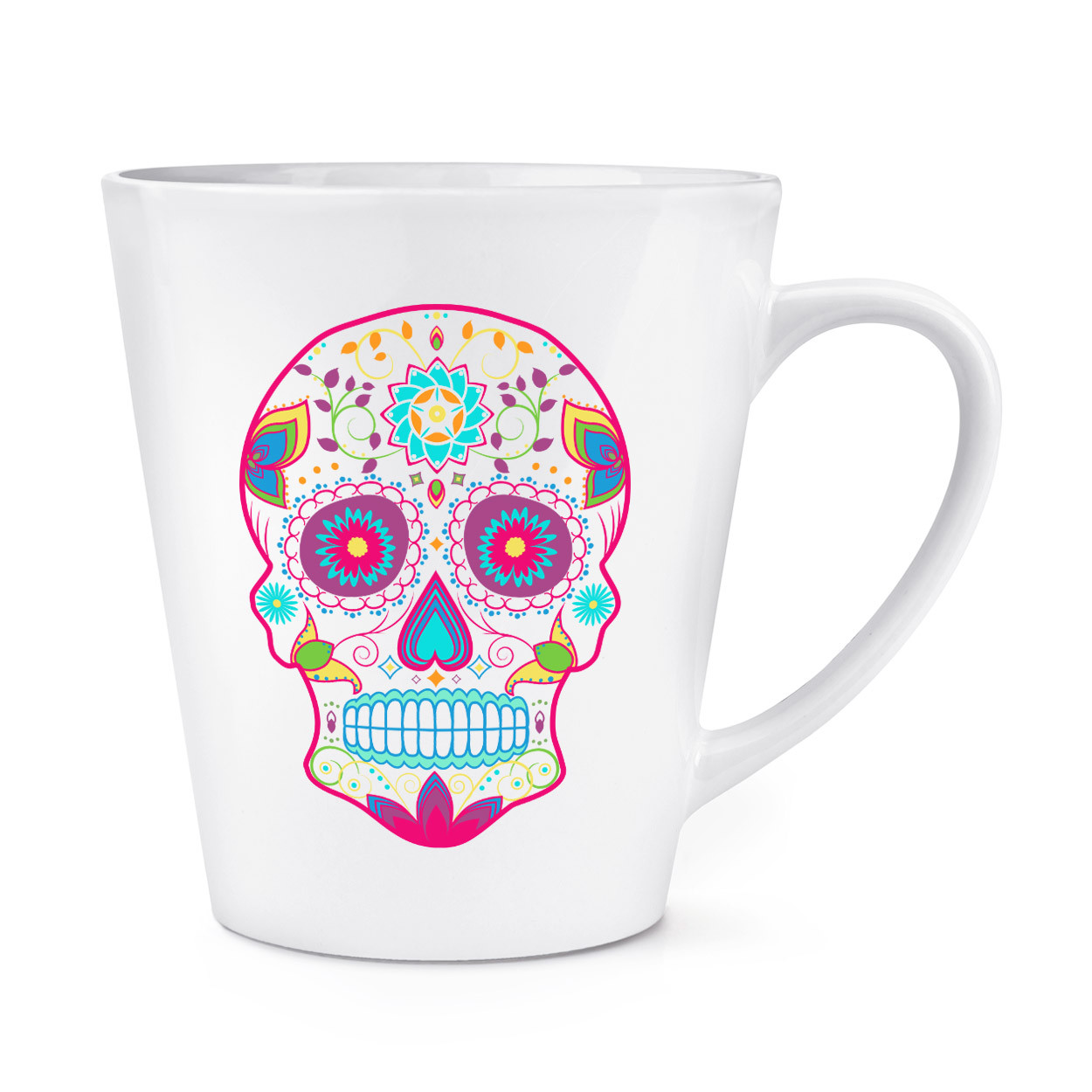 Colourful Sugar Skull 12oz Latte Mug Cup - Candy