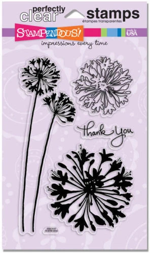 Agapanthus Thanks & Flower Clear Acrylic Stamp Set by Stampendous SSC1111 NEW! - Image 3 of 3