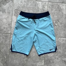 Nike Swim Trunks Blue Pocket Board Shorts Bathing Suit Pool Surf Swoosh Mens 30