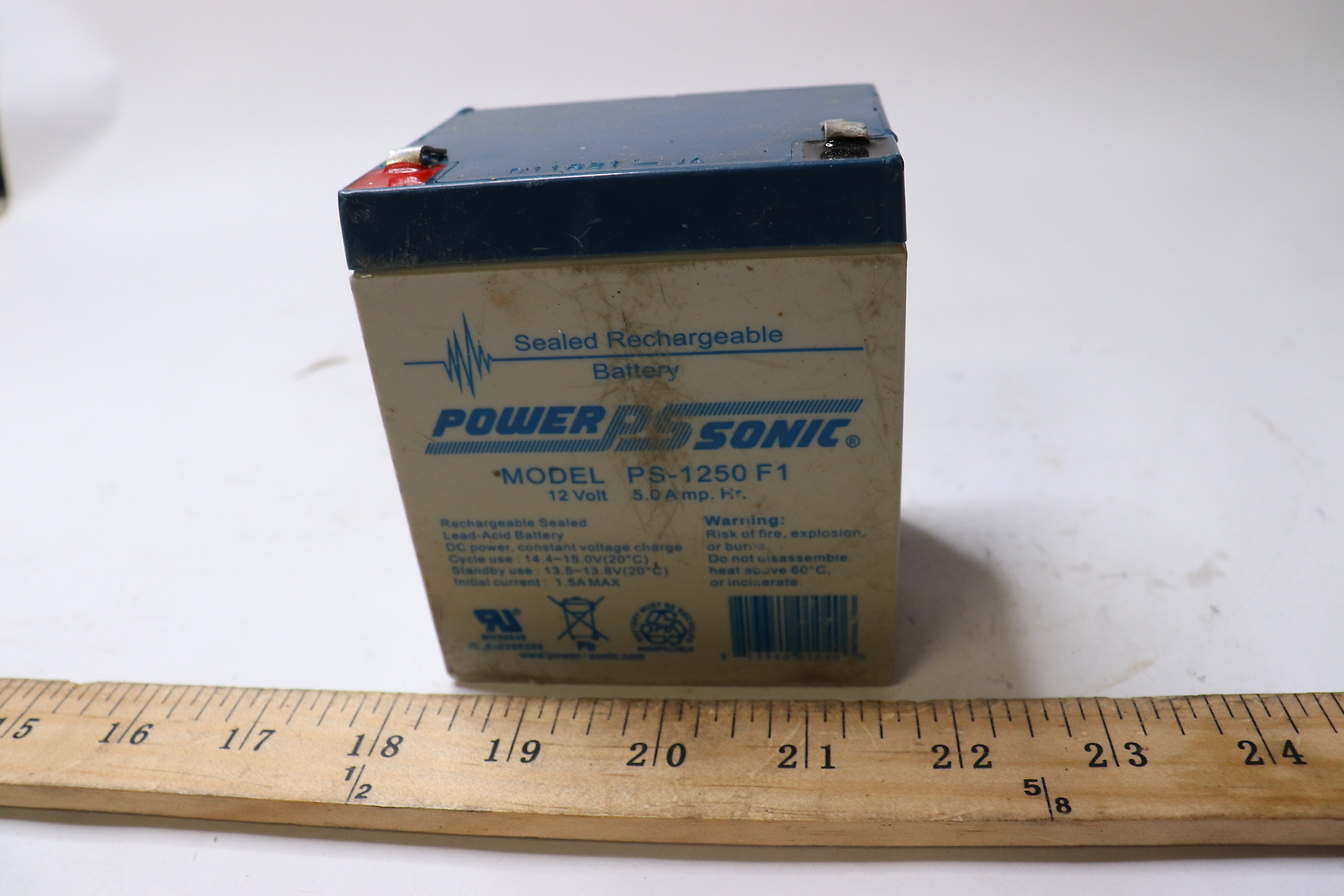 Power Sonic Rectangular Lead Acid Rechargeable Battery 12VDC 5Ah PS-1250-F1