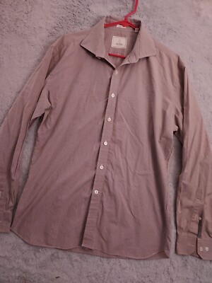 Todd Snyder Shirt Mens 17.5 34 35 Micro Check Brown 2 Ply Cotton Casual Preppy