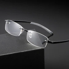 New Men Women TR90 Reading Glasses Rimless Black Presbyopia for reader +0.5~+4.0