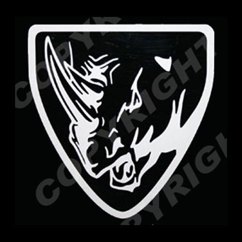 Yamaha Rhino Head with Shield Vinyl Decal Sticker #1 Outline 5"x5" - WHITE COLOR - Picture 1 of 2