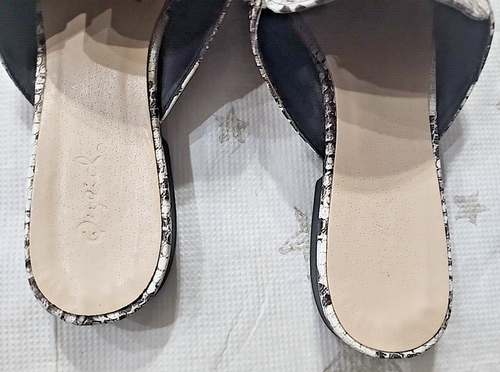 Qupid Women's Snake Skin Leather Pointy Toe Slip-on Slides Gold Accent Size 6 - Picture 3 of 8